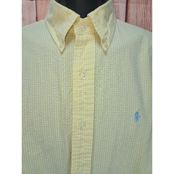 Ralph Lauren Blake Fit Classic Fit Yellow Check SS Shirt Medium Button-Down - Picture 3 of 7